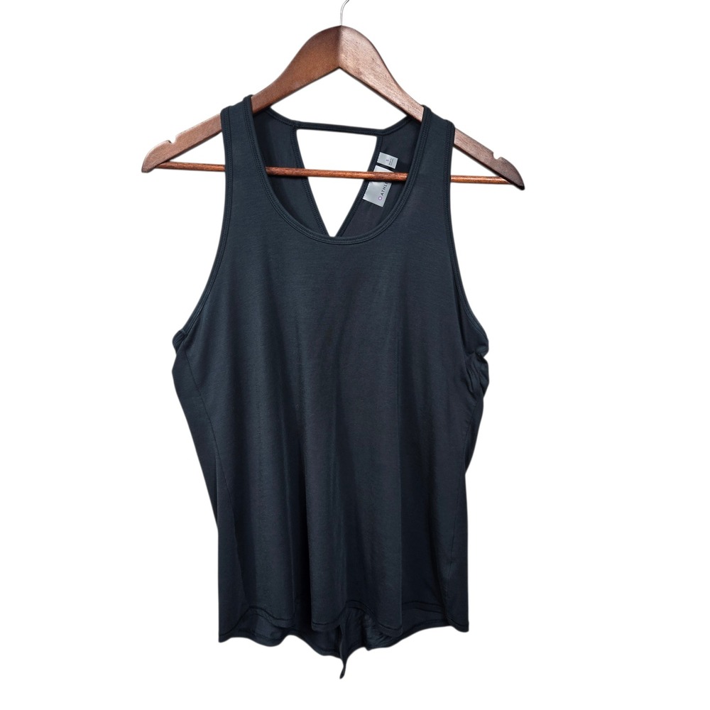 Athleta Essence Tie Back Tank Black‎ Top Athletic Workout Athleisure Size S